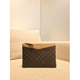 Replica Louis Vuitton Brown Monogram Beige Trim Daily Pouch