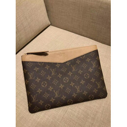 Replica Louis Vuitton Brown Monogram Beige Trim Daily Pouch