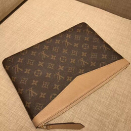 Replica Louis Vuitton Brown Monogram Beige Trim Daily Pouch
