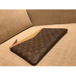 Replica Louis Vuitton Brown Monogram Beige Trim Daily Pouch
