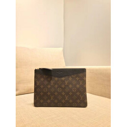 Replica Louis Vuitton Brown Monogram Black Trim Daily Pouch