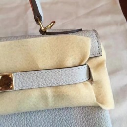 Replica Hermes Light Gray Kelly 28 Smooth Leather Gold Hardware Bag
