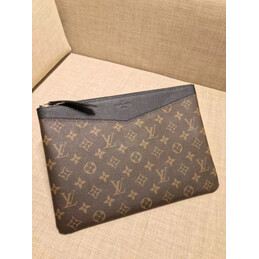 Replica Louis Vuitton Brown Monogram Black Trim Daily Pouch