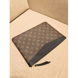 Replica Louis Vuitton Brown Monogram Black Trim Daily Pouch