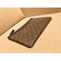 Replica Louis Vuitton Brown Monogram Black Trim Daily Pouch