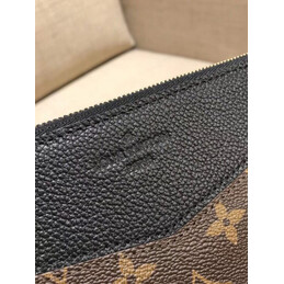 Replica Louis Vuitton Brown Monogram Black Trim Daily Pouch