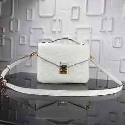 Replica Louis Vuitton White Black Trim Metis Pochette
