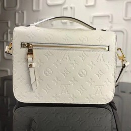 Replica Louis Vuitton White Black Trim Metis Pochette