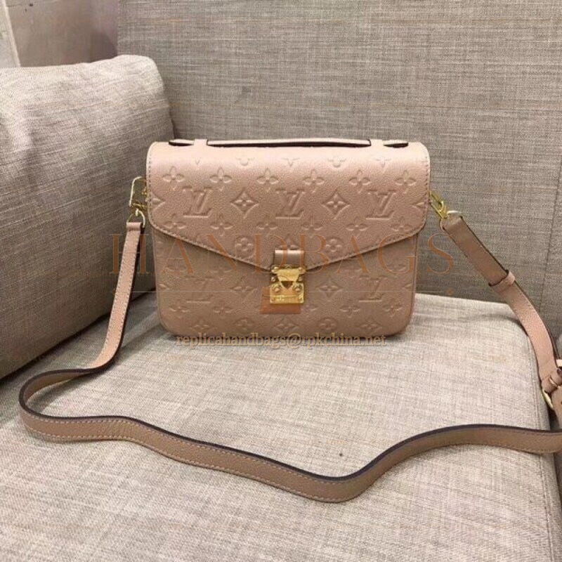 Replica Louis Vuitton Taupe Embossed Monogram Metis Pochette