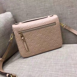 Replica Louis Vuitton Taupe Embossed Monogram Metis Pochette