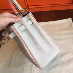 Replica Hermes Light Gray Kelly 28 Smooth Leather Gold Hardware Bag