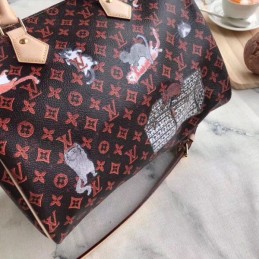 Replica Louis Vuitton Brown Monogram Red White Graphic Speedy 30