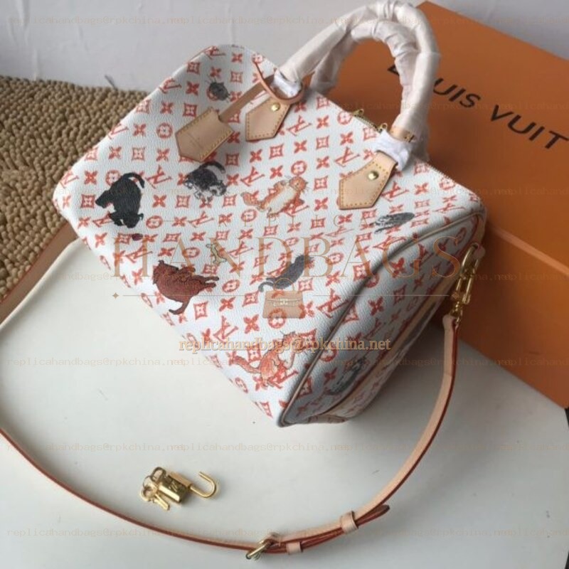 Replica Louis Vuitton White Monogram Red Graphic Speedy 30