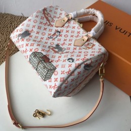 Replica Louis Vuitton White Monogram Red Graphic Speedy 30