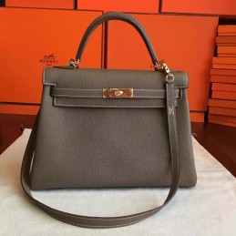 Replica Hermes Taupe Kelly 32 Gold Hardware Bag