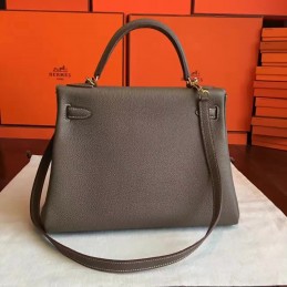 Replica Hermes Taupe Kelly 32 Gold Hardware Bag
