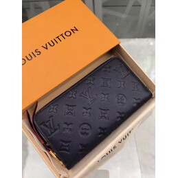 Replica Louis Vuitton Black Oversized Embossed Monogram Zippy Wallet