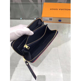 Replica Louis Vuitton Black Oversized Embossed Monogram Zippy Wallet