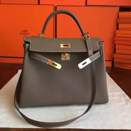 Replica Hermes Taupe Kelly 32 Gold Hardware Bag