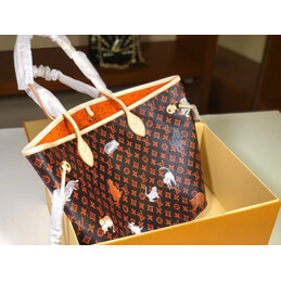 Replica Louis Vuitton Brown Monogram Orange Graphic Neverfull MM