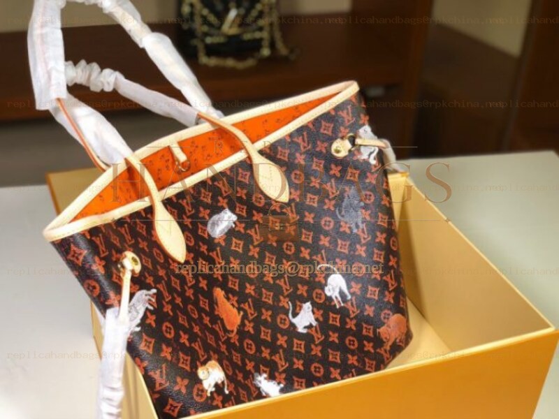 Replica Louis Vuitton Brown Monogram Orange Graphic Neverfull MM