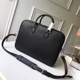 Replica Louis Vuitton Black Leather Dandy Briefcase MM