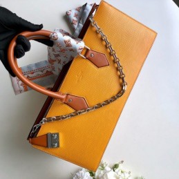 Replica Louis Vuitton Orange Textured Chain Sac Tricot