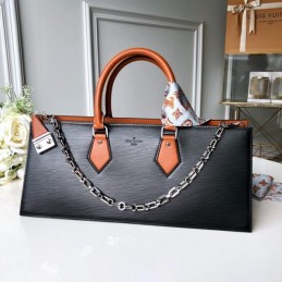 Replica Louis Vuitton Black Textured Chain Sac Tricot