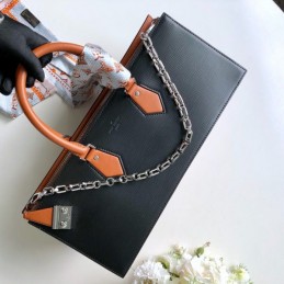 Replica Louis Vuitton Black Textured Chain Sac Tricot
