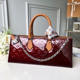 Replica Louis Vuitton Burgundy Patent Monogram Chain Sac Tricot
