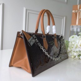 Replica Louis Vuitton Burgundy Patent Monogram Chain Sac Tricot