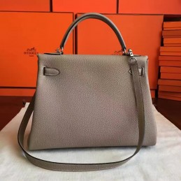 Replica Hermes Taupe Kelly 32 Palladium Hardware Bag