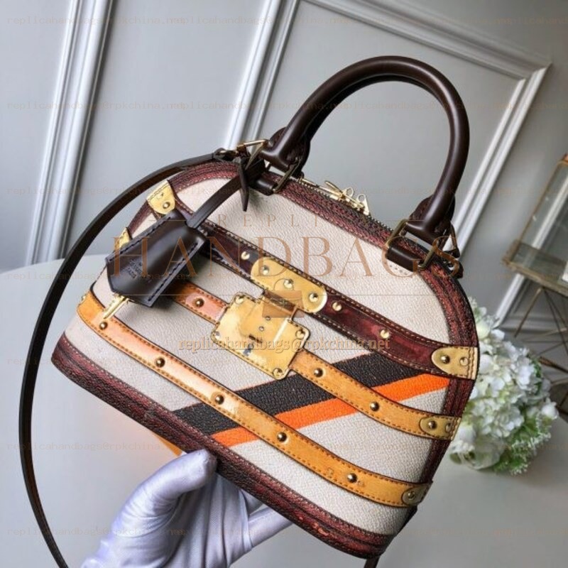 Replica Louis Vuitton Brown Monogram Multicolor Strap Alma BB