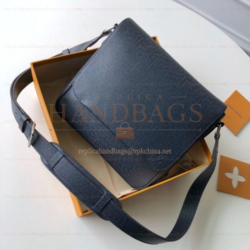 Replica Louis Vuitton Navy Blue Leather Roman PM