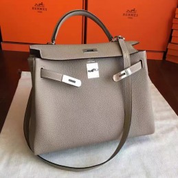 Replica Hermes Taupe Kelly 32 Palladium Hardware Bag