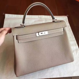 Replica Hermes Taupe Kelly 32 Palladium Hardware Bag