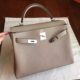 Replica Hermes Taupe Kelly 32 Palladium Hardware Bag