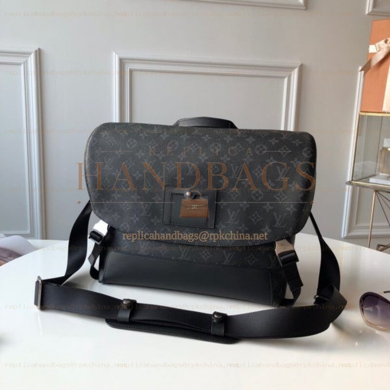 Replica Louis Vuitton Black Monogram Eclipse Messenger MM Voyager - Style 2