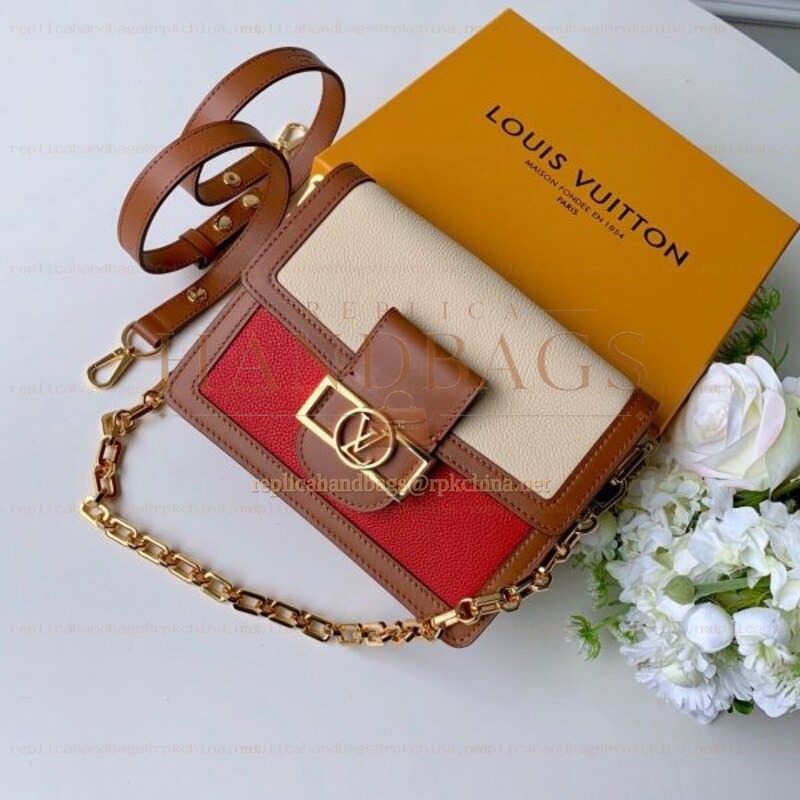 Replica Louis Vuitton Ivory Burgundy Mini Dauphine