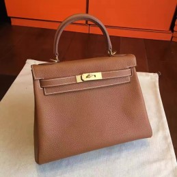 Replica Hermes Tan Beige Kelly 28 Gold Hardware Bag