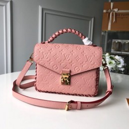 Replica Louis Vuitton Pale Pink Embossed Monogram Braided Handle Metis Pochette