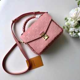 Replica Louis Vuitton Pale Pink Embossed Monogram Braided Handle Metis Pochette