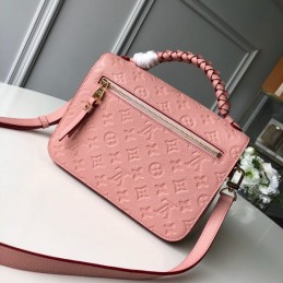 Replica Louis Vuitton Pale Pink Embossed Monogram Braided Handle Metis Pochette