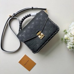 Replica Louis Vuitton Black Embossed Monogram Metis Pochette