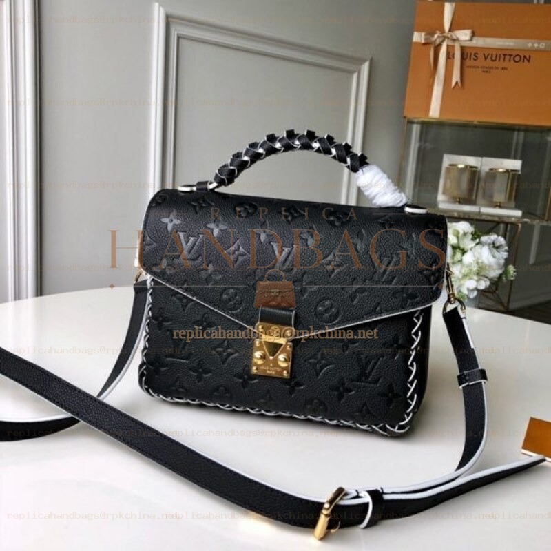 Replica Louis Vuitton Black Embossed Monogram Metis Pochette