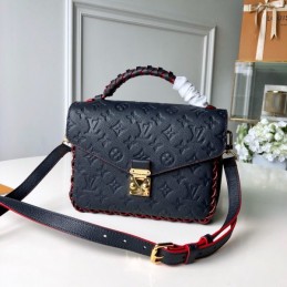 Replica Louis Vuitton Black Embossed Monogram Studded Strap Metis Pochette