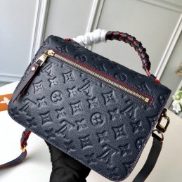 Replica Louis Vuitton Black Embossed Monogram Studded Strap Metis Pochette