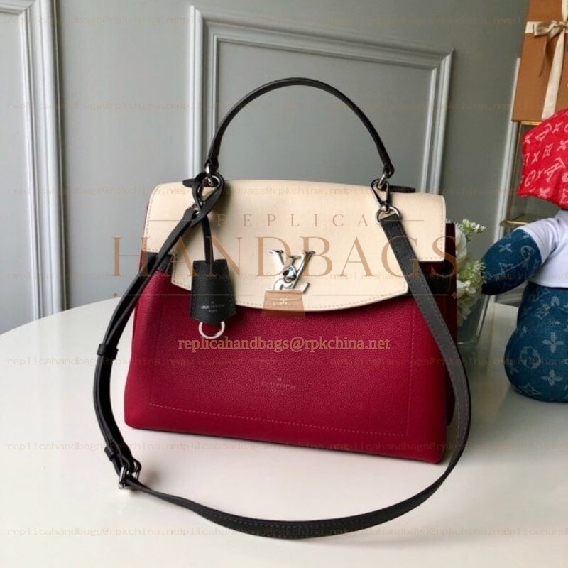 Replica Louis Vuitton Burgundy Ivory Lockme Ever MM