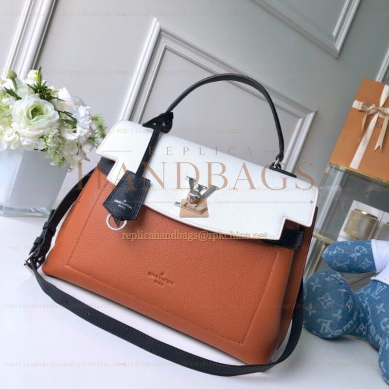 Replica Louis Vuitton Tan White Lockme Ever MM
