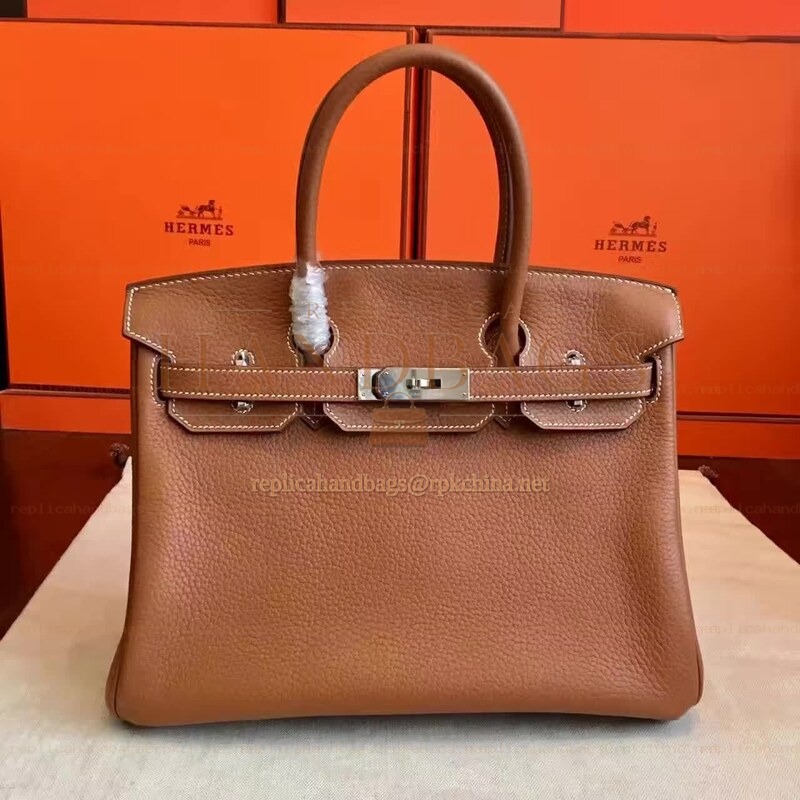 Replica Hermes Tan Birkin 30 Smooth Leather Palladium Hardware Bag